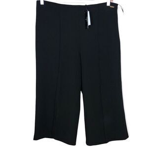 Tahari Wide Leg Pleated Black Cropped Pants / Trousers
